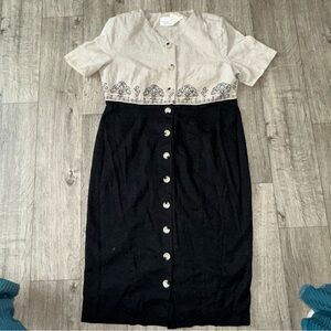 Halmode petites Two-Tone Button-Down Dress vintage size 12 sku67‎